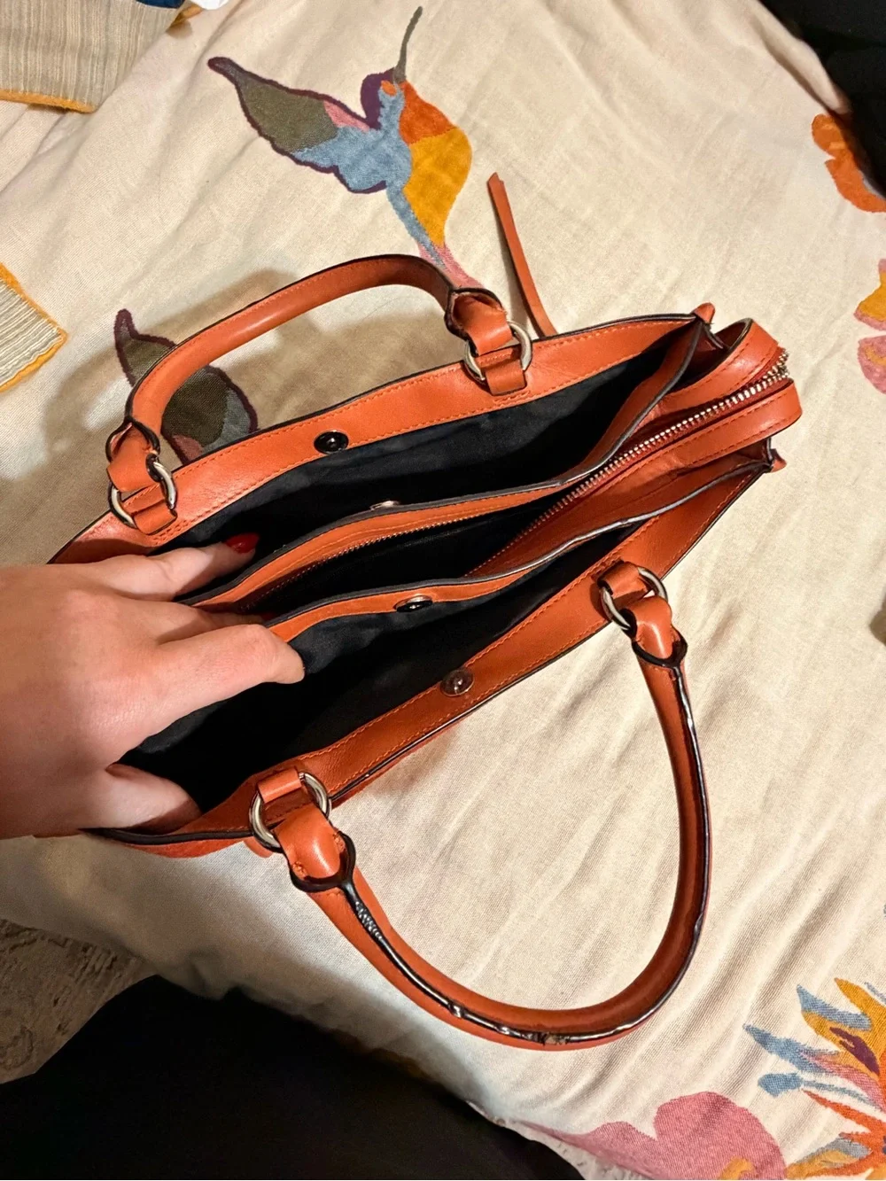 Rebecca Minkoff Orange Suede Top-Handle Satchel